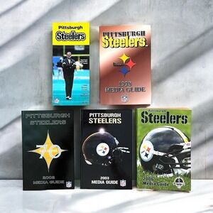 5 Vintage Pittsburgh Steelers NFL Media Guide Yearbook 1988, 98, 2002-03, 2006